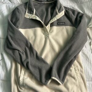 Columbia Two-Tone Fleece Snap Pullover - Gray & Cream